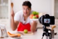 The food blogger working in the kitchen