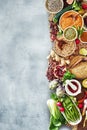 Food border with assorted of fruit and vegetables Royalty Free Stock Photo
