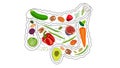 Food for bowel Health. Kefir, Bifidobacteria, greens, apples, fiber, dried fruits, nuts, pepper, whole bread, cereals