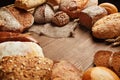 Food. Bread And Bakery On Wooden Background