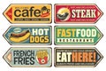 Food, cafe bar and restaurant signs collection Royalty Free Stock Photo