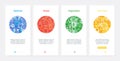 Food cafe shop menu circle collection, UX, UI onboarding mobile app page screen set