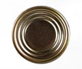 Food can on white background, top view Royalty Free Stock Photo