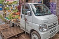 A Food car with fruits and vegetables on a city stre of Negombo