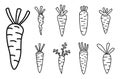 Food carrot icons set, outline style