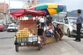 Food Cart at Bus Stop in Peru