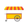 food cart flat design vector illustration.concession cart illustration. street food vending cart