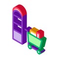 Food Cart near Counters isometric icon vector illustration