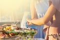 Food Catering Cuisine Culinary Gourmet Buffet Party Concept at sunny day Royalty Free Stock Photo