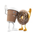 Food character - coffee cup and donut