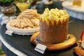 Food, cheese and bread in restaurant display for catering service, buffet selection and banquet for eating. Cafeteria Royalty Free Stock Photo