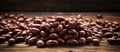 Food chocolatecovered coffee beans on wooden table Royalty Free Stock Photo