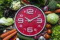 Food clock. Healthy food concept Royalty Free Stock Photo