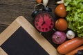 Food clock. Healthy food concept on wooden table Royalty Free Stock Photo