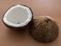 Coconut split in half Tropical fruits