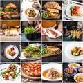 Food collage different dishes cuisine burgers Royalty Free Stock Photo