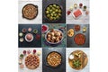 Food collage with meatballs world cuisine. Royalty Free Stock Photo