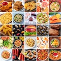 Food collage layout. A variety of dishes, a collection for a restaurant banner Royalty Free Stock Photo