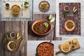 Food collage with lentil dishes. Close up Royalty Free Stock Photo