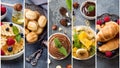 Food collage. Collage of sweet desserts with berries Royalty Free Stock Photo