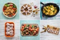 Food collage with a variety chicken dishes Royalty Free Stock Photo