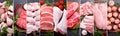 Food collage of various fresh meat and chicken Royalty Free Stock Photo