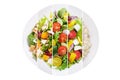 food collage of various salad in a plate isolated on white background Royalty Free Stock Photo