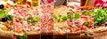 Collage of various types of pizza