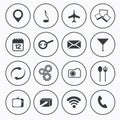 Food and communication icons set flat design Royalty Free Stock Photo