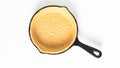 Food concept homemade organic pie crust in skillet iron cast pan on white background Royalty Free Stock Photo