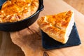 Food concept homemade pork pie or meat pie on stone plate and ca Royalty Free Stock Photo