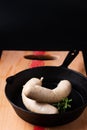 Food concept White sausages on black background with copy space Royalty Free Stock Photo