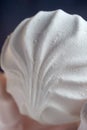 food, confection and sweets concept - close up of zephyr or marshmallow dessert on plate Macro Royalty Free Stock Photo