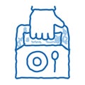 food container delivery doodle icon hand drawn illustration