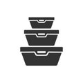 Food container icon. Lunchbox. Organizing food storage containers. Vector icon isolated on white background.