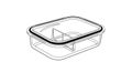 Food container rectangular plastic with snap lid and inner divider,clean outline drawing isolated Royalty Free Stock Photo