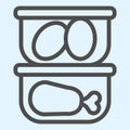 Food containers line icon. Kitchenware preserving, plastic container. Home-style kitchen vector design concept, outline Royalty Free Stock Photo