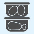 Food containers solid icon. Kitchenware preserving, plastic container. Home-style kitchen vector design concept, glyph Royalty Free Stock Photo