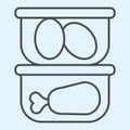 Food containers thin line icon. Kitchenware preserving, plastic container. Home-style kitchen vector design concept Royalty Free Stock Photo