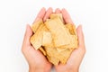 Thin fish cake on white background