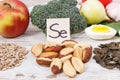 Food containing selenium, vitamins and dietary fiber, healthy nutrition concept