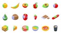 Food contamination icons set isometric vector. Spoiled rotten