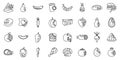 Food contamination icons set outline vector. Touch virus