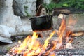 Food cooked outdoor in a pot