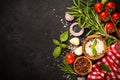 Food cooking background top view. Royalty Free Stock Photo