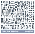 Food and Cooking flat icon set. Vector liiustration