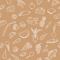 Food and cooking seamless vector pattern