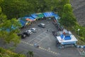 a food court with car parking