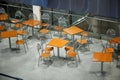 Food court interior with tables and chairs Royalty Free Stock Photo