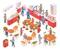 Food Court Isometric Concept Royalty Free Stock Photo